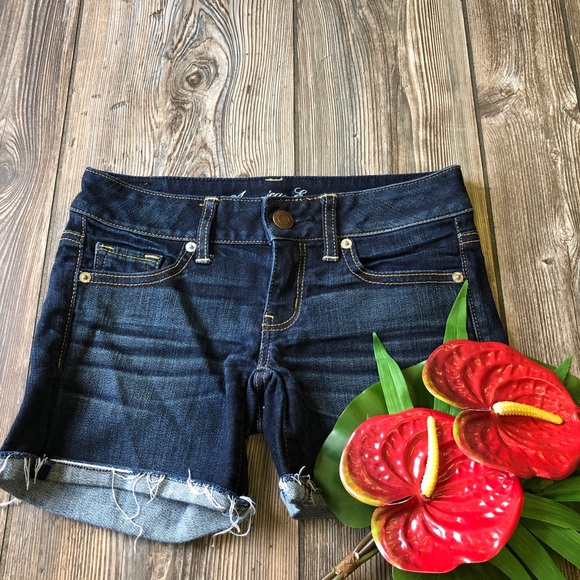 American Eagle Stretch Dark Wash Blue Jean Shorts
